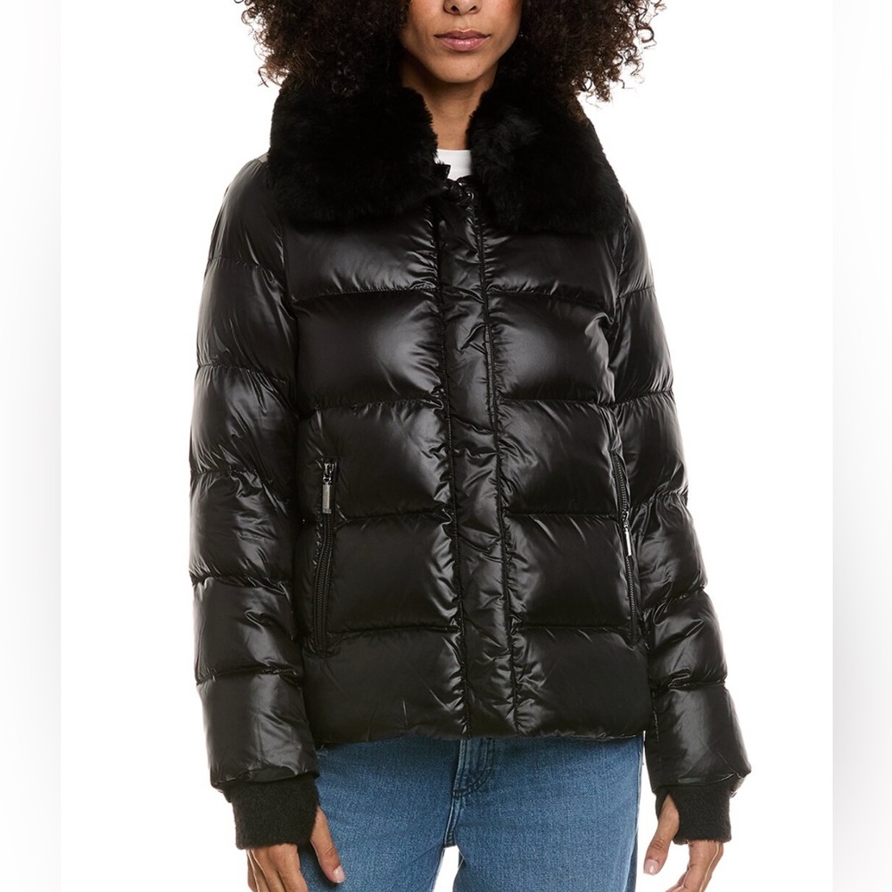 NWT Dawn Levy Vera Down Fur Trim Jacket